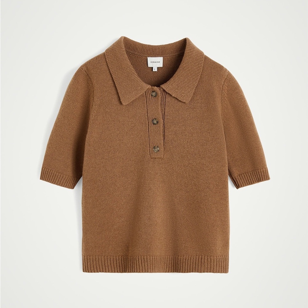 Herskind Alberto Knit Polo Blouse Cashmere Wool - Picture 3 of 16